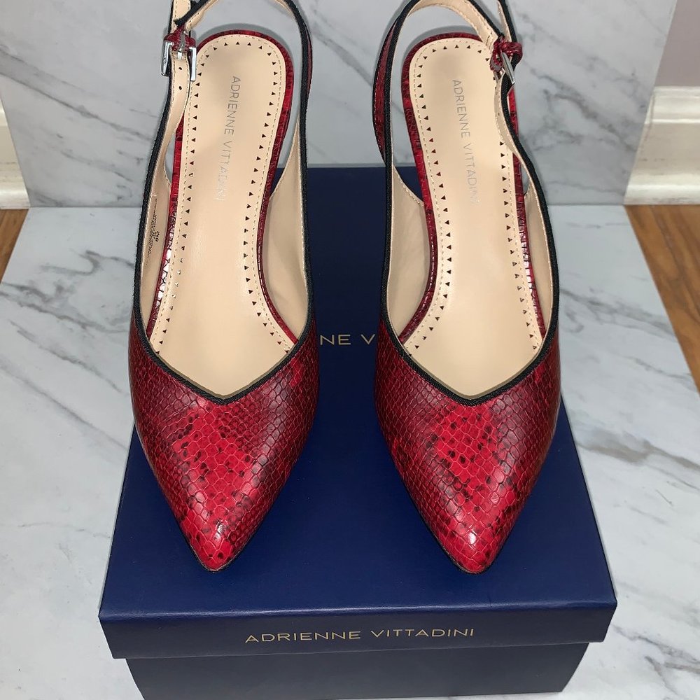NIB ADRIENNE VITTADINI Red/Black Snake Slingbacks - Picture 5 of 6